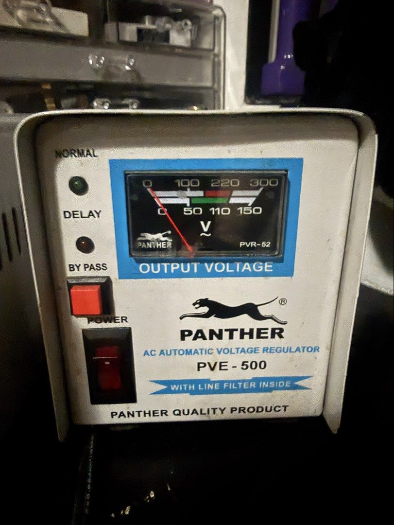 Both for P1K! Panther Voltage Regularor with delay PVE-500 (Category: Office & Business Technology) located in Makati City. Submitted by shopshophooray.ph (Listing ID 1460425603, Image 3). Description: Take both for P1,000! Panther Voltage Regulator - with delay - PVE 500 Flaw: - one is not working / not turning on - the other one is working but with flaw. Sometimes there is a buzzing sound -Use as junk/ or use some of the parts - never repaired 