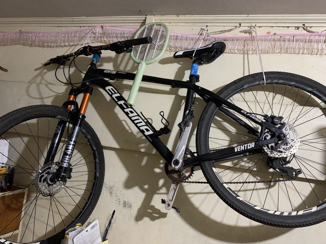 Brand & Model: ELFAMA Ventor V2000 (mountain bike / hardtail) (Category: Bicycles) located in Malolos. Submitted by rubyche88 (Listing ID 1460445821, Image 1). Description: Brand & Model: ELFAMA Ventor V2000 (mountain bike / hardtail) Front Fork / Suspension: BOLANY air suspension fork (orange stanchions) Braking System: Hydraulic disc brakes front and rear Drivetrain: 1x drivetrain setup with a single chainring in front, a rear derailleur, and a