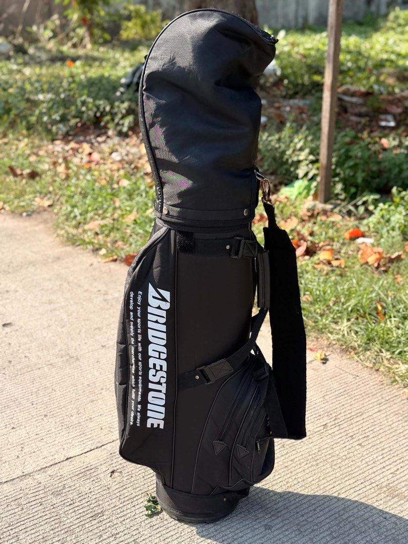 Bridgestone golf bag set (Category: Golf) located in Digos. Submitted by beautifulrebelph (Listing ID 1460355846, Image 1). Description: Bridgestone 4-wood gazelle 5 oversize hibrid titanium 1 driver gazelle altus 3 lynx iron 6,S,4 Iron 2,3,5 1 putter .