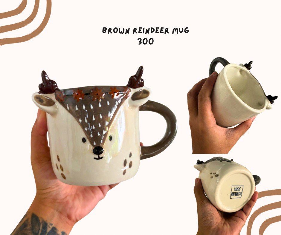 Brown Reindeer Big Mug (Category: Coffee & Tea Tableware) located in Pasig City. Submitted by homeyvibesph (Listing ID 1460392786, Image 1). Description: 2 pcs available .
