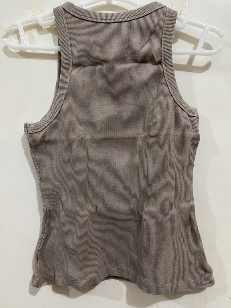 Brown Ribbed Racerback Tank Top (Category: Sleeveless) located in Taguig. Submitted by maly01_ (Listing ID 1460371752, Image 3). Description: - fits small to medium frames dm for inquiries :).