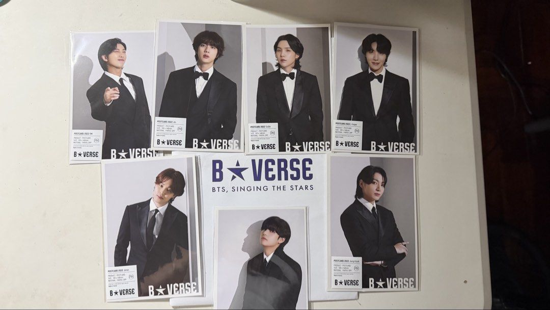 BTS B*verse 2022 postcards (Category: K-Wave Merchandise) located in Quezon City. Submitted by idababes (Listing ID 1460396238, Image 1). Description: 100 each. Take all for 600. .