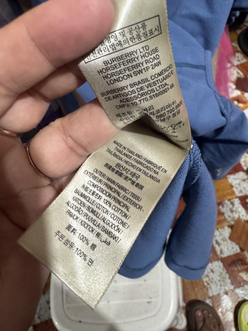 Burberry 100% authentic (Category: Luxury Apparel) located in Manila. Submitted by wildbear.e10374 (Listing ID 1460368930, Image 3). Description: Burberry 100%authentic light blue Level complete made in Thailand 100%cotton in good condition and good quality With bottoms 2 suitable for every day use..