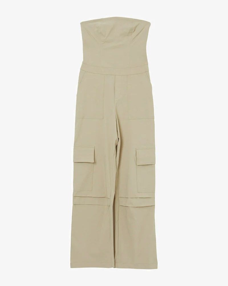 CALLIOPE Beige Strapless Cargo Jumpsuit (Category: Jumpsuits) located in Cebu City. Submitted by zarizariii___ (Listing ID 1460370546, Image 3). Description: WORN ONCE‼️ SRP: ₱1.8K - Cotton-blend fabric - Super versatile & easy to style - Pairs beautifully with heels - A chic closet staple you’ll want to wear on repeat!.