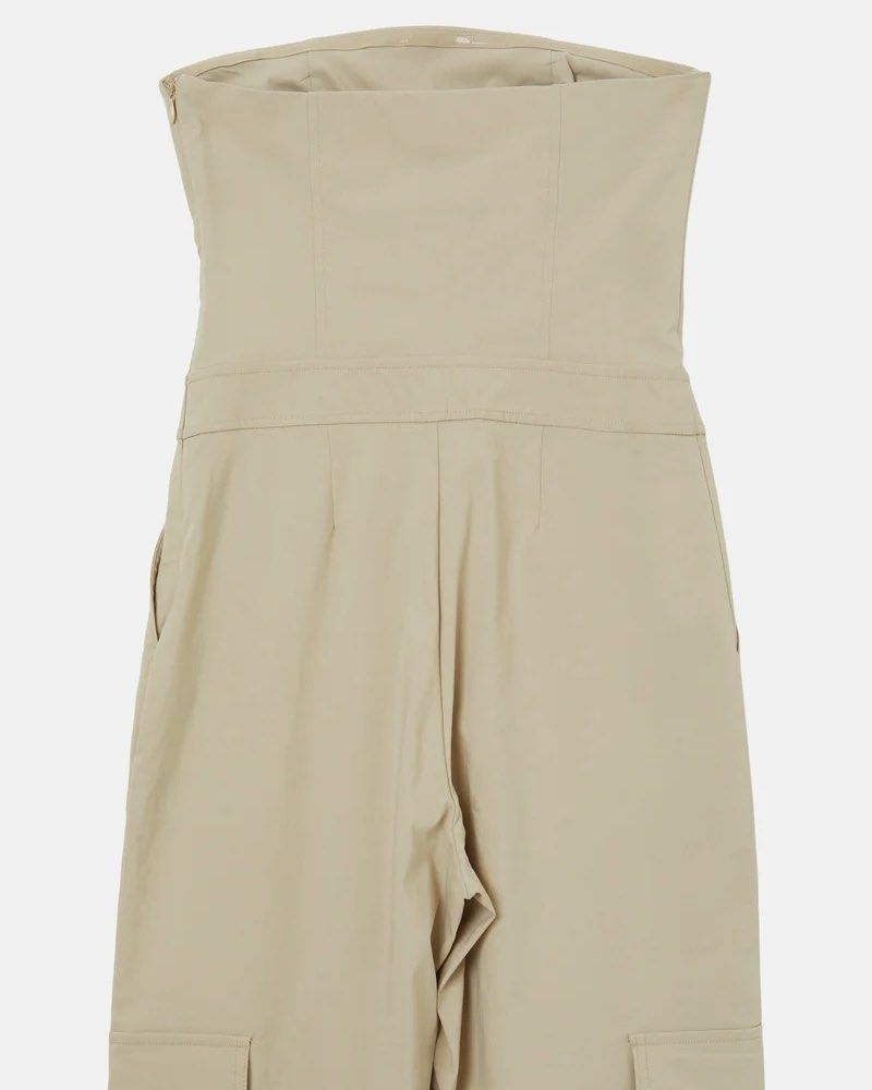 CALLIOPE Beige Strapless Cargo Jumpsuit (Category: Jumpsuits) located in Cebu City. Submitted by zarizariii___ (Listing ID 1460370546, Image 2). Description: WORN ONCE‼️ SRP: ₱1.8K - Cotton-blend fabric - Super versatile & easy to style - Pairs beautifully with heels - A chic closet staple you’ll want to wear on repeat!.