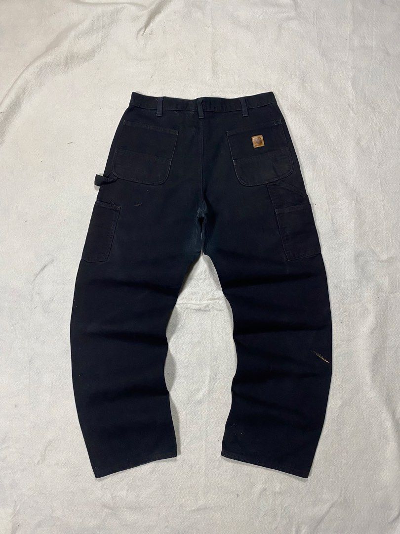 Carhartt Carpenter Pants B11 BLK (Category: Activewear) located in Dasmarinas. Submitted by ridgeridethrift (Listing ID 1460451486, Image 1). Description: Waist - 35 Thigh - 12.5 Length - 43.5 Hem - 9 Issue: Bleach stain , fade .