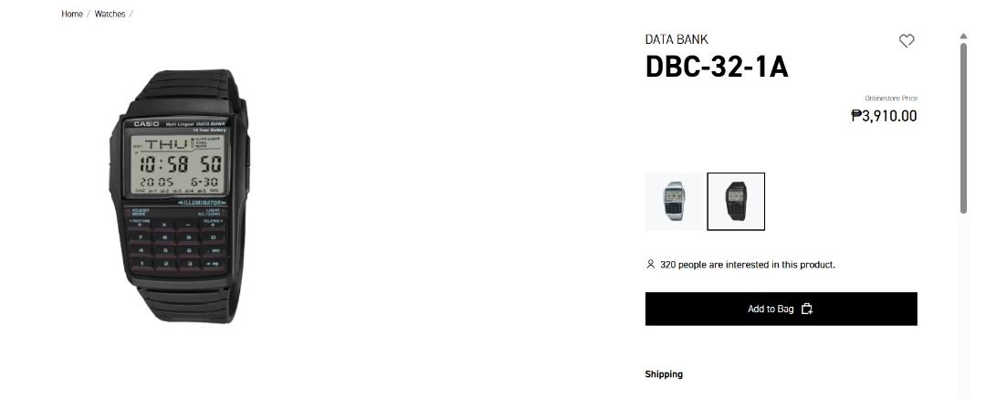 CASIO DBC-32-1A (Category: Men's Watches) located in Iloilo. Submitted by brightcrystal_f0d810 (Listing ID 1460491838, Image 2). Description: Casio DBC-32-1A Databank Digital Watch Purchased from Japan Brand new with original box and manual Selling price of Php 3000, original SRP Php of 3910 Reason for sale: Impulse buy; I have other watches for daily use..