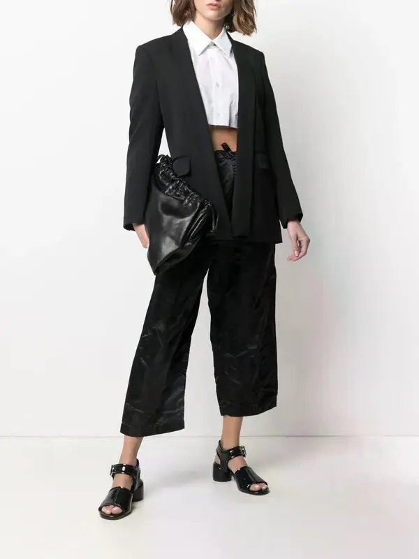 CDG - A/W2020 - Wool Shawl Lapel Open Blazer Jacket (Category: Coats, Jackets and Outerwear) located in Pasig City. Submitted by on_the_trend (Listing ID 1460494737, Image 2). Description: Tagged size: S Condition: 9.5/10 Material: 100% Wool Made in: Japan Measurement: Width: 18.5 inches Shoulder: 16 inches Length: 29 inches Sleeve length: 23.5 inches.