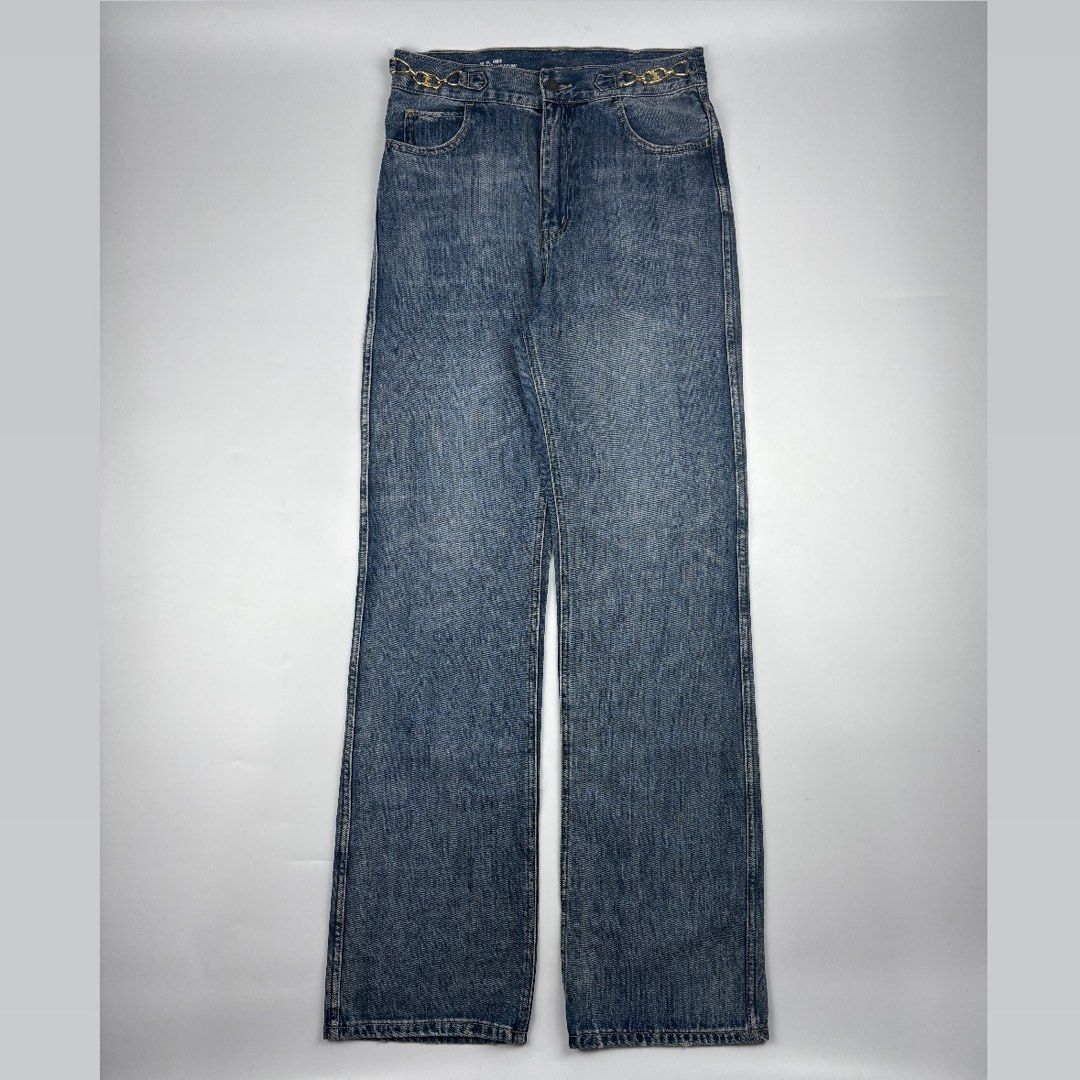 Celine Jane Flare Pants (Category: Luxury Apparel) located in Bacolod City. Submitted by cast.archives (Listing ID 1460454979, Image 1). Description: Celine - Chain Embellish Denim Jane Flare Pants Waist: 28-30" Length: 45" Inseam: 32" Leg opening: 8.5" Condition: Excellent Flaw: None.
