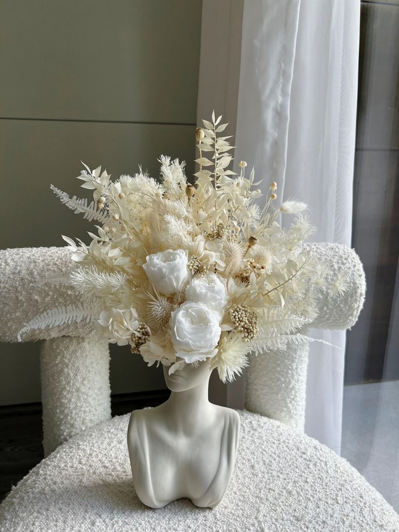 Ceramic Flower Vase Pot Table Centerpiece Home Decor (Category: Vases & Decorative Bowls) located in Manila. Submitted by classy.home (Listing ID 1460459982, Image 1). Description: Materials: Ceramic Size: - Hand : L:10 W:10 H:16 (cm) ; Vase opening diameter: 10 (cm) - Body : L:12 W:12 H:24 (cm) ; Vase opening diameter: 7*4.5 (cm) - Half A : L:12.5 W:12.5 H:17 (cm) ; Vase opening diameter: 8*5 (cm) - Half B : L:12.5 W:12.5 H:17.5 (cm) ; Vase open