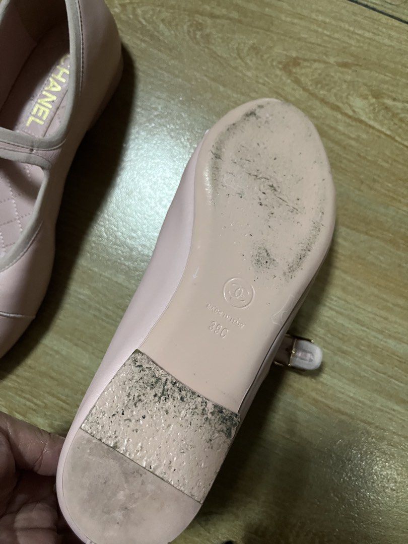 Chanel Pink Mary Jane Flats (Category: Flats & Sandals) located in Caloocan City. Submitted by goldentreeph (Listing ID 1460441339, Image 1). Description: - Authentic Pink Chanel Mary Jane Flats - Made in Italy - Size: 39C - Condition: Minor signs of wear on soles and heel - A classic and collectible piece.