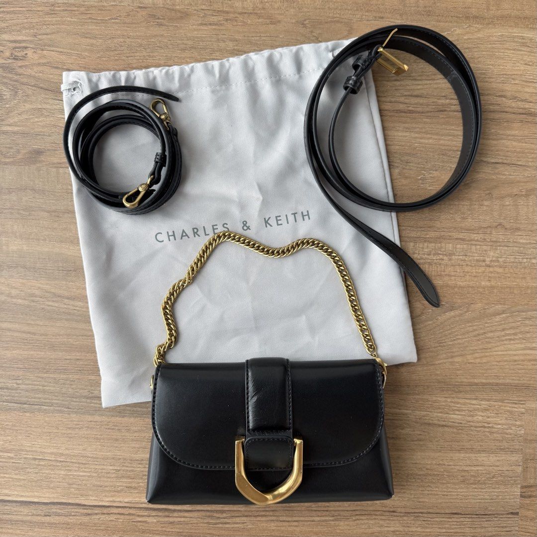 CHARLES & KEITH Gabine Crossbody Bag - Black (Category: Cross-body Bags) located in Makati City. Submitted by declutterwithvia (Listing ID 1460379727, Image 1). Description: .