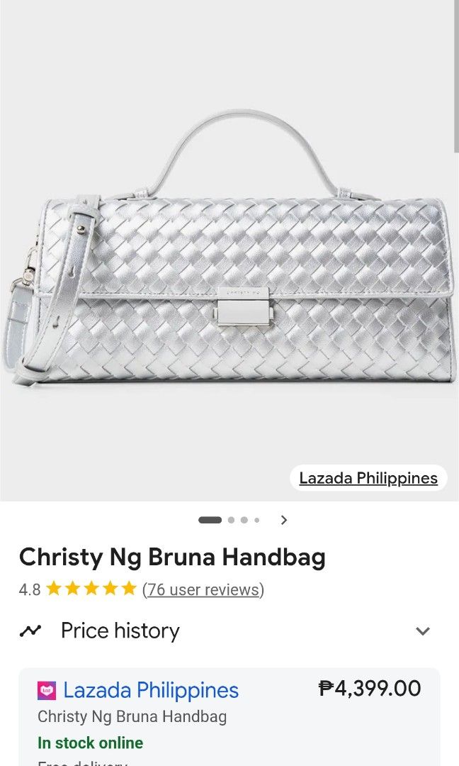 christy bag (Category: Luxury Bags & Wallets) located in Caloocan City. Submitted by annchardyshop (Listing ID 1460474906, Image 1). Description: BRAND NEW BRUNA CHRISTY NG BAG orig SILVER color . COMPLETE SETS . HINDI PA NAOOPEN RFS - NAGDOUBLE NG PAGBILI.