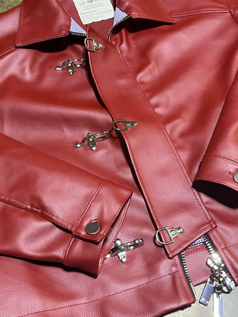 Clasp Red Leather Jacket (Category: Coats, Jackets and Outerwear) located in Caloocan City. Submitted by gentlewater.a6510b (Listing ID 1460482144, Image 3). Description: .