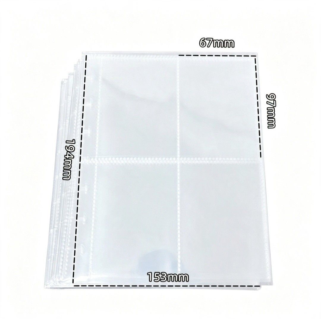 Clear 4-Grid Card Holder Binder with Disc Binding (Category: Stationery & School Supplies) located in Quezon City. Submitted by ana-chan (Listing ID 1460505259, Image 3). Description: Card/photo binder with 20 pages 80 slots (4 slots each). Disc bound. Size: 153x194mm. Slots: 67x97mm..