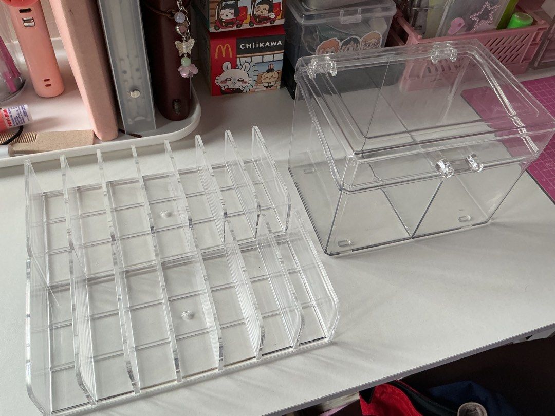 Clear Acrylic Storage Box and Divider Set (Category: Storage Boxes & Baskets) located in Bulacan. Submitted by whimsylilies (Listing ID 1460329318, Image 1). Description: 3 sets of acrylic organizers gcash payment .