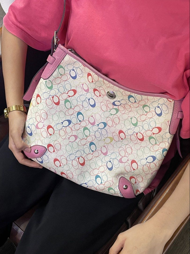 COACH MULTICOLOR CHELSEA HOBO (Category: Luxury Bags & Wallets) located in San Fernando. Submitted by archivalhighlights (Listing ID 1460393023, Image 1). Description: COACH MULTICOLOR CHELSEA HOBO Condition:9.8/10 No major flaws Flaw: Signs of Wear (See photo) Zipper: YKK Material:Canvas Hardware: Silver -Tone nickle Era:2010 / 2011 Size: Medium Measurements: Width: 12 inches Height: 11 to 12 inches Depth: 2 to 3 inches.
