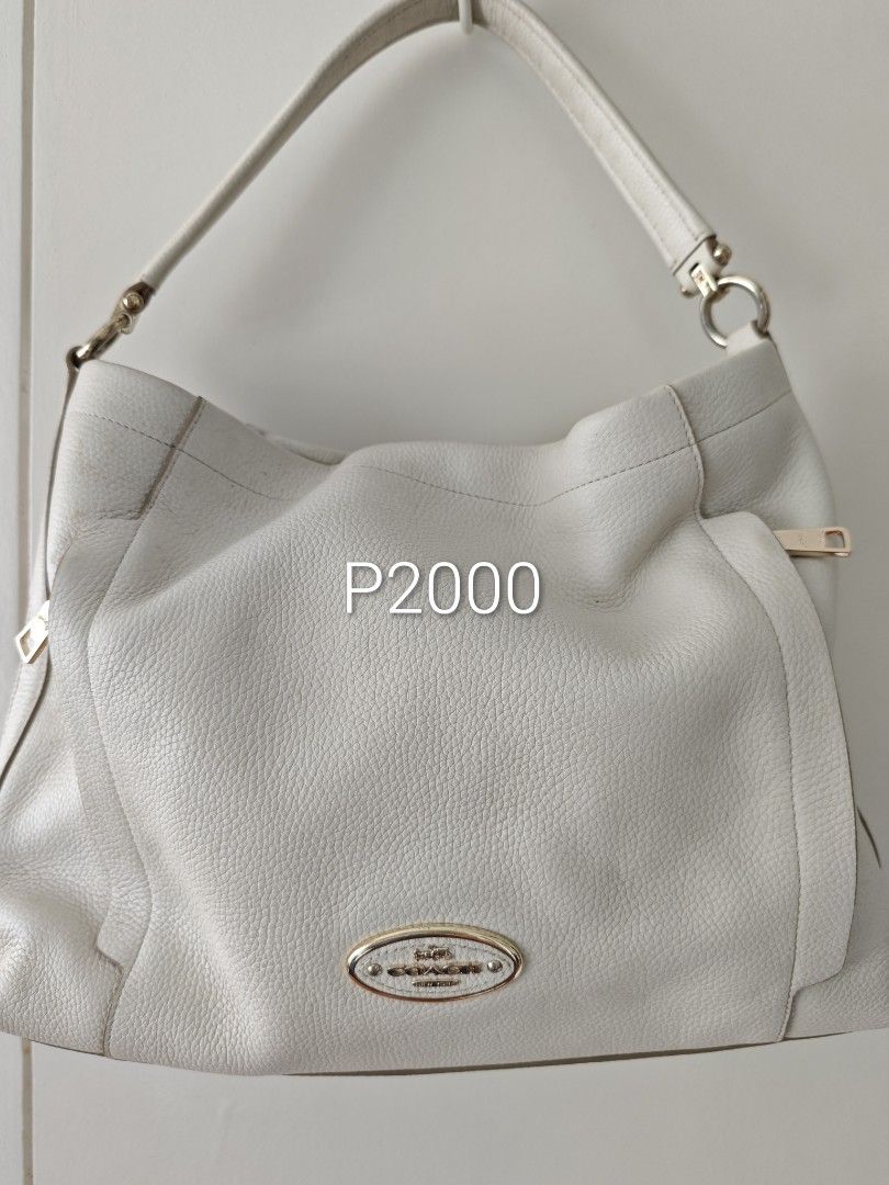 Coach Pebble Leather Hobo Shoulder Bag White (Category: Luxury Bags & Wallets) located in Makati City. Submitted by marj28036 (Listing ID 1460327260, Image 1). Description: Coach and MK bags for sale. All original and used. RFS - decluttering take all for P4500.