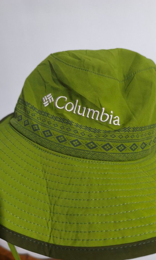 Columbia Omni Tech Outdoor Buckethat (Category: Caps & Hats) located in Balingoan. Submitted by jagnusthrift.ph (Listing ID 1460471740, Image 2). Description: This is an olive green Columbia outdoor sun hat featuring an adjustable chin cord and a patterned accent band around the crown..