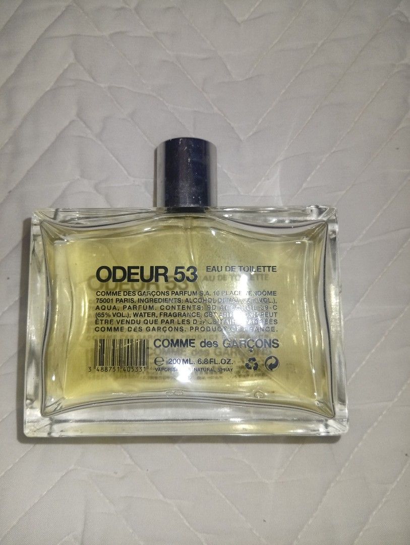 Comme des Garcons Odeur 53 Eau de Toilette 200ml (Category: Fragrance & Deodorants) located in Davao. Submitted by lingxu23 (Listing ID 1460340284, Image 2). Description: - Comme des Garcons Odeur 53 - Eau de Toilette - 200ml (6.8 fl. oz.) - Vaporisateur natural spray - Made in France.