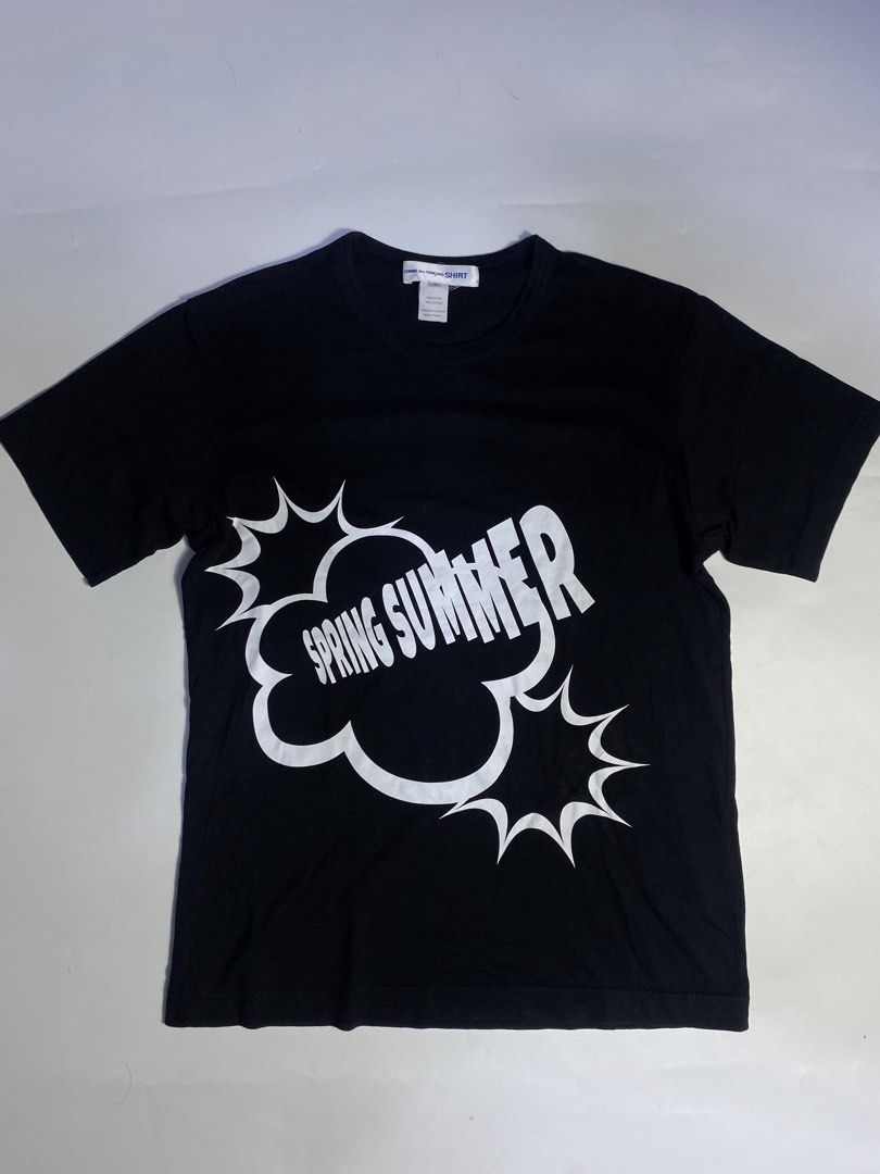 Comme des Garçons Shirt (Spring summer) (Category: Tshirts & Polo Shirts ) located in Manila. Submitted by streetw1se.ph (Listing ID 1460395670, Image 1). Description: Comme des Garçons Spring summer shirt Size:Medium Width:20 Length:27 Shoulder:17 Sleeve length:8 Hem:20 (Measured in inches) -Minimal hairline -Good overall -100% Cotton .