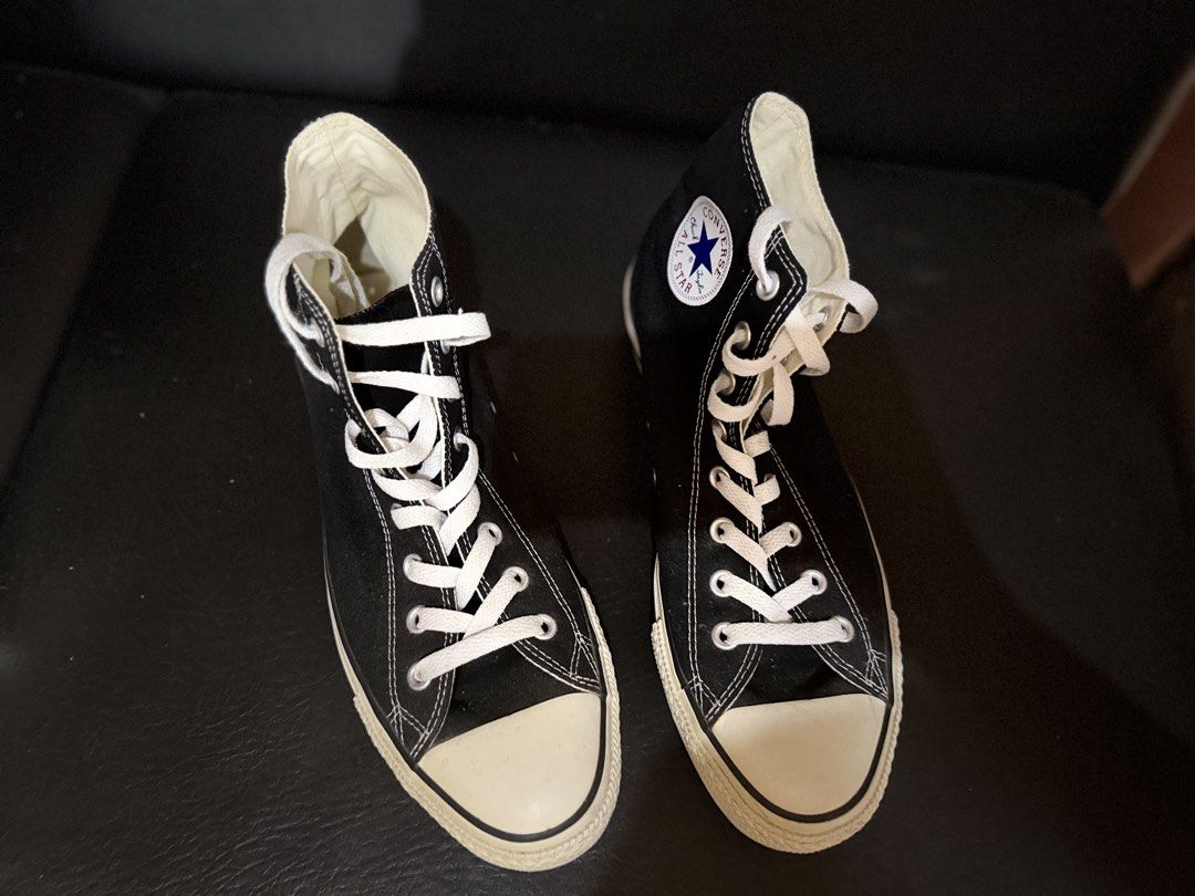 Converse Chuck Taylor All Star High Top Black (Category: Casual Shoes) located in Bulacan. Submitted by camiensembles (Listing ID 1460483441, Image 1). Description: - Classic black Converse high tops - White laces and toe cap - Iconic Chuck Taylor All Star logo on the side - Great for everyday wear - Versatile style that goes with everything Size is on the last picture.