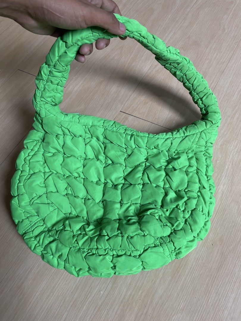 Cos Quilted Mini Bag (Category: Clutches) located in Taguig. Submitted by _curatedfits (Listing ID 1460355292, Image 2). Description: Cos Quilted Mini Bag Neo Green Need wash, the handle has dirt Washble - 1,250 only Dm! .