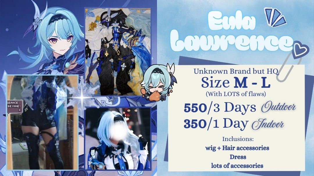 COSPLAY FOR RENT - BULACAN (Category: Sets & Coordinates) located in Guiguinto. Submitted by maki_zerine_xoxo (Listing ID 1460503471, Image 1). Description: 🌸💗Zerine's Cosplay rentals!💗🌸 This is a new mini rental shop >< Most of my sets are League of Legends female Champs~ Please make sure to READ the details and terms and conditions for renting my sets❣️ 💙 Location: Sta Rita Guiguinto Bulacan / Malolos MOP: Bank Transfer(Maribank) or E-Wall