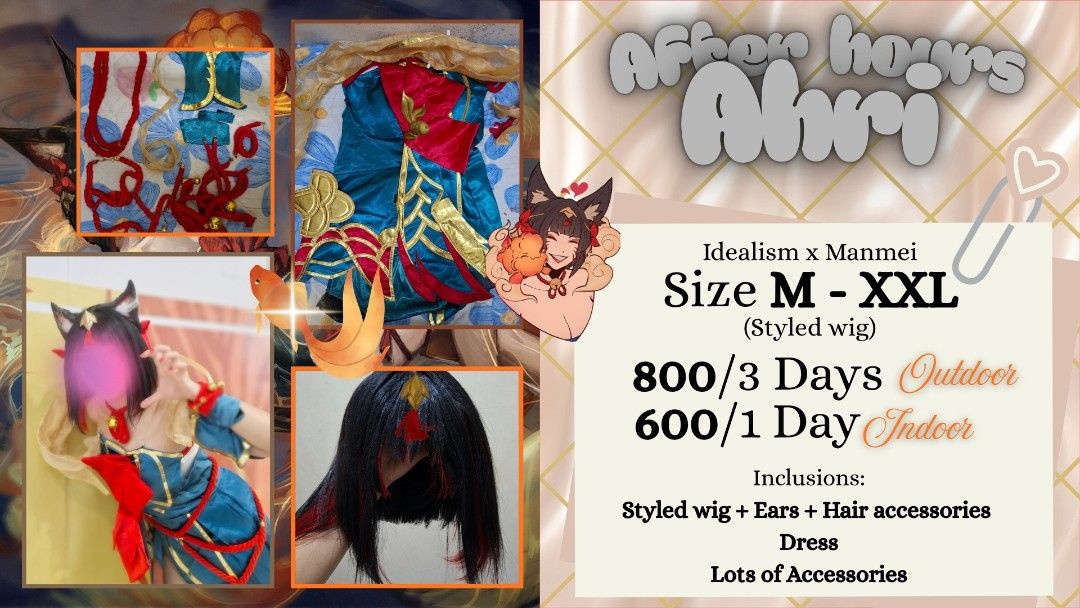 COSPLAY FOR RENT - BULACAN (Category: Sets & Coordinates) located in Guiguinto. Submitted by maki_zerine_xoxo (Listing ID 1460503471, Image 3). Description: 🌸💗Zerine's Cosplay rentals!💗🌸 This is a new mini rental shop >< Most of my sets are League of Legends female Champs~ Please make sure to READ the details and terms and conditions for renting my sets❣️ 💙 Location: Sta Rita Guiguinto Bulacan / Malolos MOP: Bank Transfer(Maribank) or E-Wall