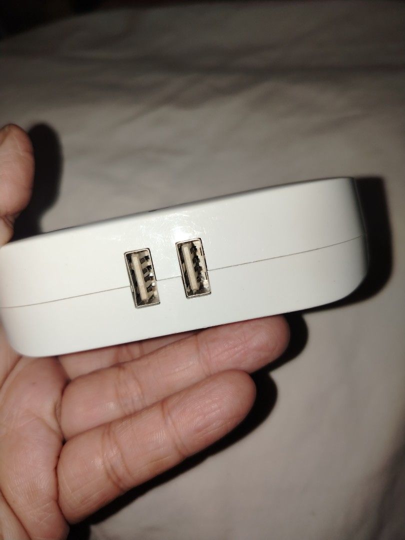 Crest Surge Protected Power Adapter with 2 USB Ports (Category: Cables & Adaptors) located in Manila. Submitted by purediamond888 (Listing ID 1460421494, Image 3). Description: - Crest Surge Protected Power Adapter - Features 2 power outlets and 2 USB ports - Maximum total load: 10A 2400W - USB output: 5V DC 2.4A - Important: Total connected load must not exceed rating - For indoor use only - Model: PWA04976.
