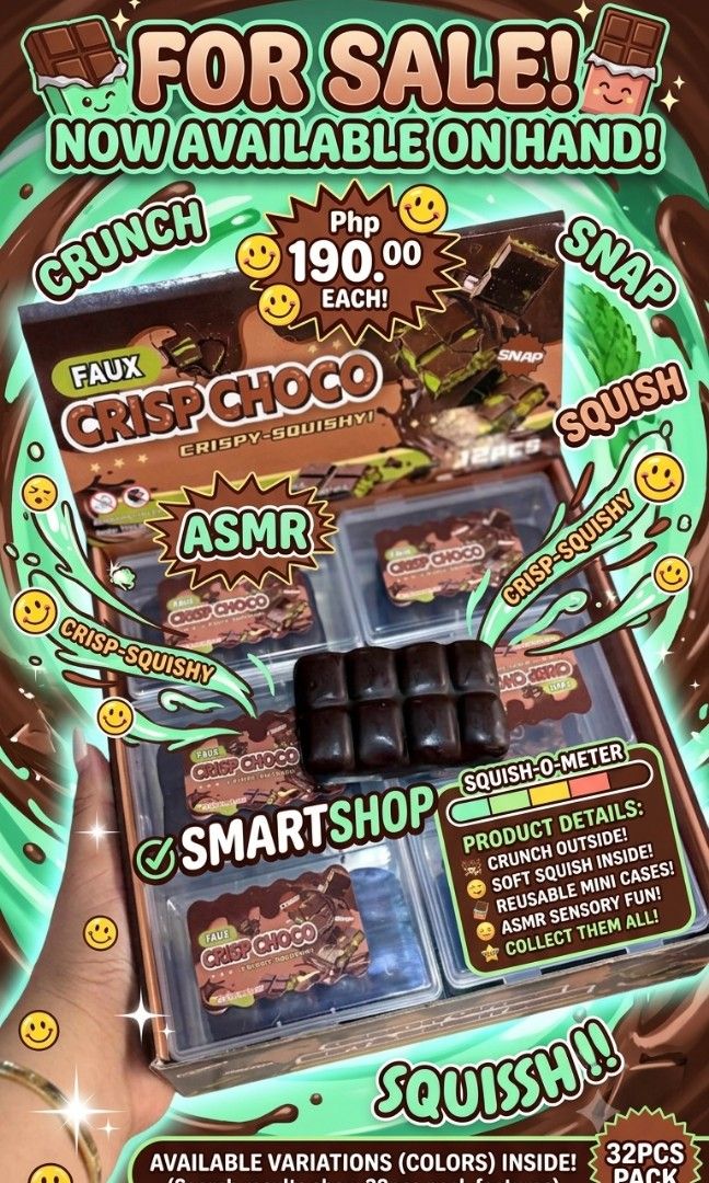 Crispy Squishy Stress Relief Toys (Category: Designer & Blind Box Toys) located in Marikina City. Submitted by smartshop.ph (Listing ID 1460400808, Image 1). Description: AVAILABLE ON HAND🛍 📍SMARTSHOP 1 Santisimo St. San Roque MON - SAT 9am to 11am | 3pm to 6pm 👉DM FOR ORDERS! ✅️Good quality | ALL BRAND NEW 📱MOP : BDO BPI GCASH MAYA 💳DEBIT | CREDIT CARD ACCEPTED 🛵COURIER : LALAMOVE | LBC #squishyph #squishtoyph #squishytoysph #stressrelieft