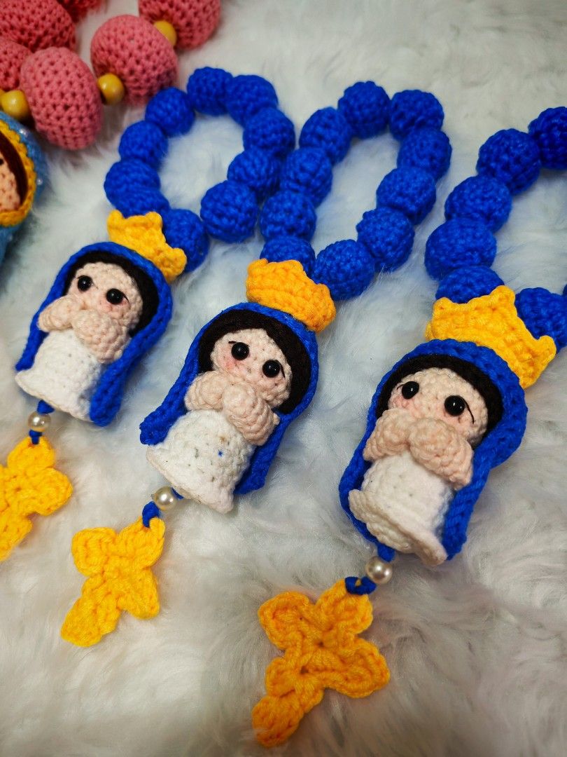Crochet Rosary Amigurumi Small (Category: Handmade Craft) located in Bulacan. Submitted by mimisfinds (Listing ID 1460378916, Image 1). Description: Small Amigurumi Crochet Rosary for your bag charm, altar display, rosary use handheld size. Miraculous Medal mama mary design..