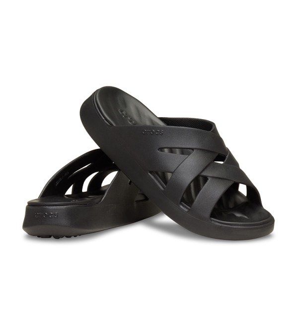 Crocs Getaway Weave Slides Black (Category: Slippers and slides) located in Santa Rosa. Submitted by miqboutique (Listing ID 1460367437, Image 1). Description: Onhand✨ Crocs Getaway Weave Slide Black 6 7 8 Womens ₱2,100 + SF • Ready to ship • Guaranteed Original Fb page: Miq's Boutique.