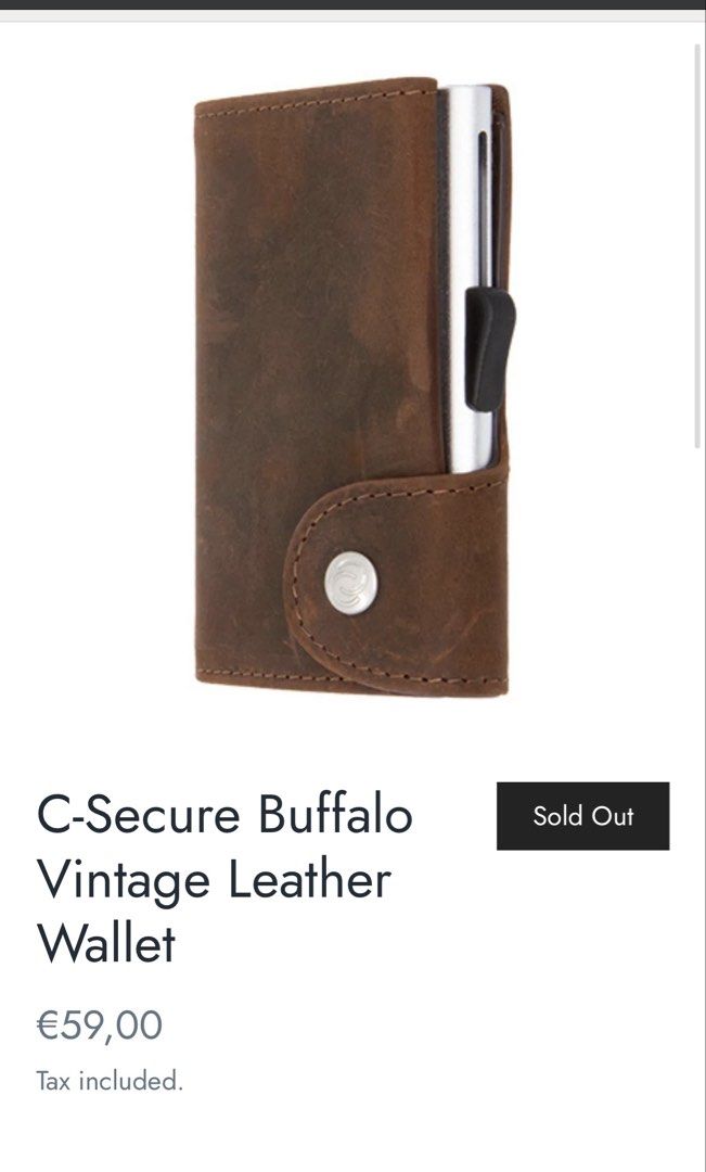 C-Secure Buffalo Vintage Leather Wallet (Category: Wallets & Card holders) located in Paranaque City. Submitted by dalle_closet (Listing ID 1460368887, Image 1). Description: made of fine leather ganyan po talaga ata leather niya size:10 x 7cm.