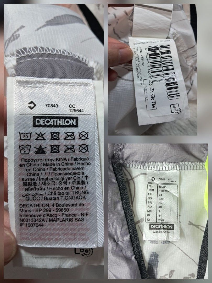Decathlon x kalenji packable windbreaker run jacket (Category: Coats, Jackets and Outerwear) located in Baguio. Submitted by mishmashfritz (Listing ID 1460431629, Image 2). Description: like new, no flaws, needs wash packable, thumb holes, adustable hood, thrifted, xs to s.