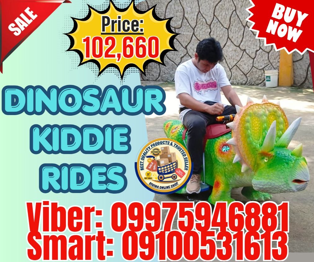Dinosaur Electronic Riding Machine Ride On Kiddie Ride (Category: Kids Toys) located in Paranaque City. Submitted by dhanshawn1 (Listing ID 1460370998, Image 1). Description: 🌏 We Can Deliver Nationwide 👉 AP Cargo, LBC & Lalamove (🛳️ Sea /✈️ Air Freight) 🔥 Dinosaur Kiddie Rides Price: 102,660 ✅💯 Guaranteed Seller ✅ High Quality Products ✅💯 Legit Distributor ✅ Complete Permits ✅ Free Shipping and Handling ✅ 1 Year Warranty Specification: 1, 