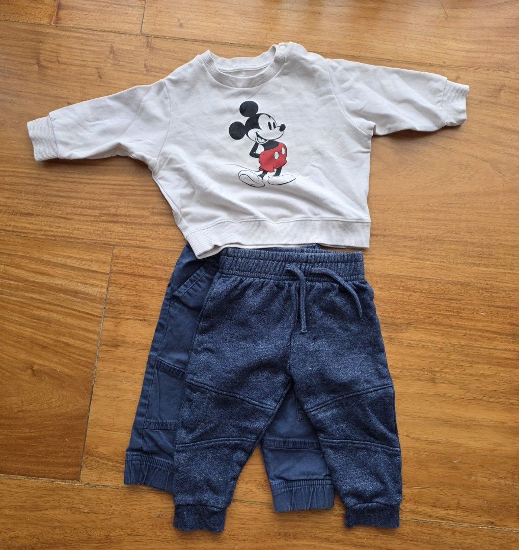 Disney Mickey Mouse Sweatshirt and Jogger Pants Set (Category: Babies & Kids Fashion) located in Manila. Submitted by cosmicriver.352f35 (Listing ID 1460384213, Image 1). Description: - Adorable Mickey Mouse sweatshirt in off-white. - Comfortable blue marled jogger pants with elastic waistband and drawstring. - Ribbed cuffs on both sweatshirt and pants for a snug fit. - Ideal for everyday casual wear and active playtime. - Officially licensed Dis
