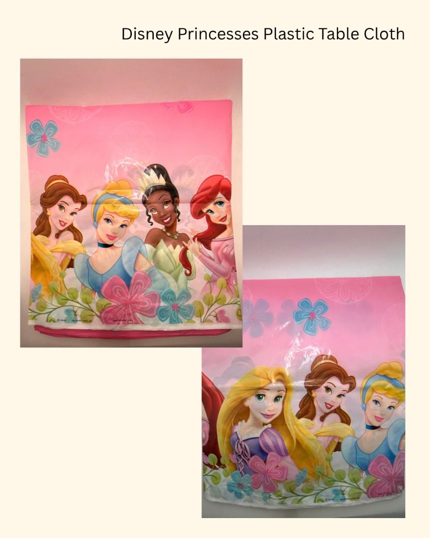 Disney Princesses, Minnie Mouse, Hello Kitty Plastic Tablecloths (Category: Dinnerware & Cutlery) located in Antipolo. Submitted by deniserl (Listing ID 1460477093, Image 1). Description: - Bundle of 3 plastic tablecloths featuring Disney Princesses, Minnie Mouse, and Kitty designs - Ideal for kids' birthdays and themed parties - Easy to wipe clean for hassle-free cleanup - Protects your table during celebrations - Price: ₱100 each - RFS: declutt