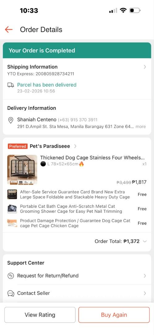 Dog cage (Category: Homes & Other Pet Accessories) located in Manila. Submitted by lebrondaya47415 (Listing ID 1460320412, Image 2). Description: issue rust kayo nlng po mag tanggal, kasama na po ung cat tray.