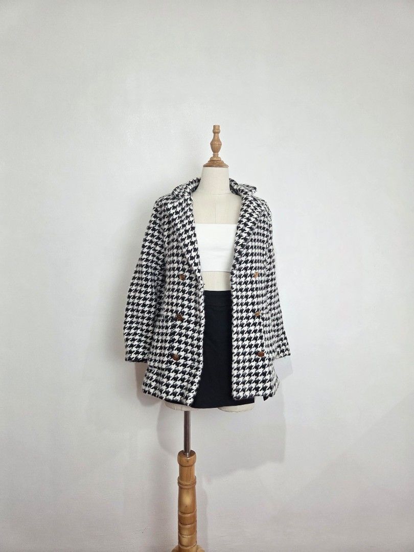 Double Breasted Gingham Tweed Blazer (Category: Coats, Jackets and Outerwear) located in Quezon City. Submitted by h.eart (Listing ID 1460466699, Image 3). Description: -double lining -washed but not used -best fit medium to large -no when worn, actual photo posted.