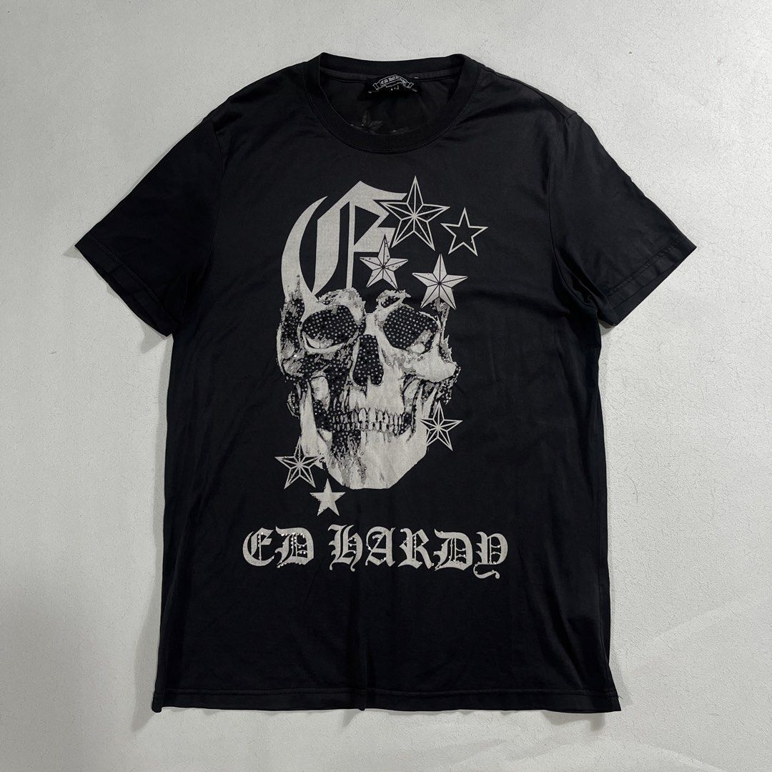 Ed Hardy Chromehearts Vibes Medium (Category: Tshirts & Polo Shirts ) located in Nasugbu. Submitted by janstuffs.ph (Listing ID 1460477001, Image 1). Description: Ed Hardy Rhinestone Skull Chromehearts vibes Medium 20x28 9/10 has multiple pinholes from missing rhinestones. Check photo 300 + sf only.