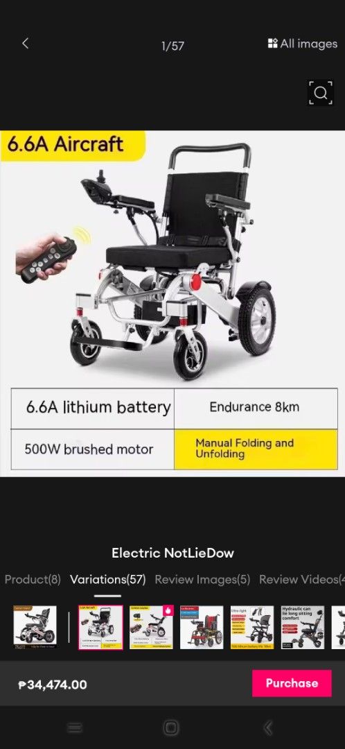 Electric Wheelchair (Category: Wheelchairs) located in Cavite. Submitted by jaunetruehue (Listing ID 1460505115, Image 1). Description: - Smart Electric Wheelchair - Manual Folding & Unfolding - Electromagnetic Brakes for Safety - 6.6A Lithium Battery - 500W Brushed Motor - 8km Endurance - NO Remote Control used 3x Silang Cavite area.