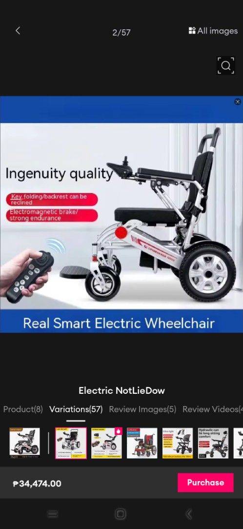 Electric Wheelchair (Category: Wheelchairs) located in Cavite. Submitted by jaunetruehue (Listing ID 1460505115, Image 2). Description: - Smart Electric Wheelchair - Manual Folding & Unfolding - Electromagnetic Brakes for Safety - 6.6A Lithium Battery - 500W Brushed Motor - 8km Endurance - NO Remote Control used 3x Silang Cavite area.