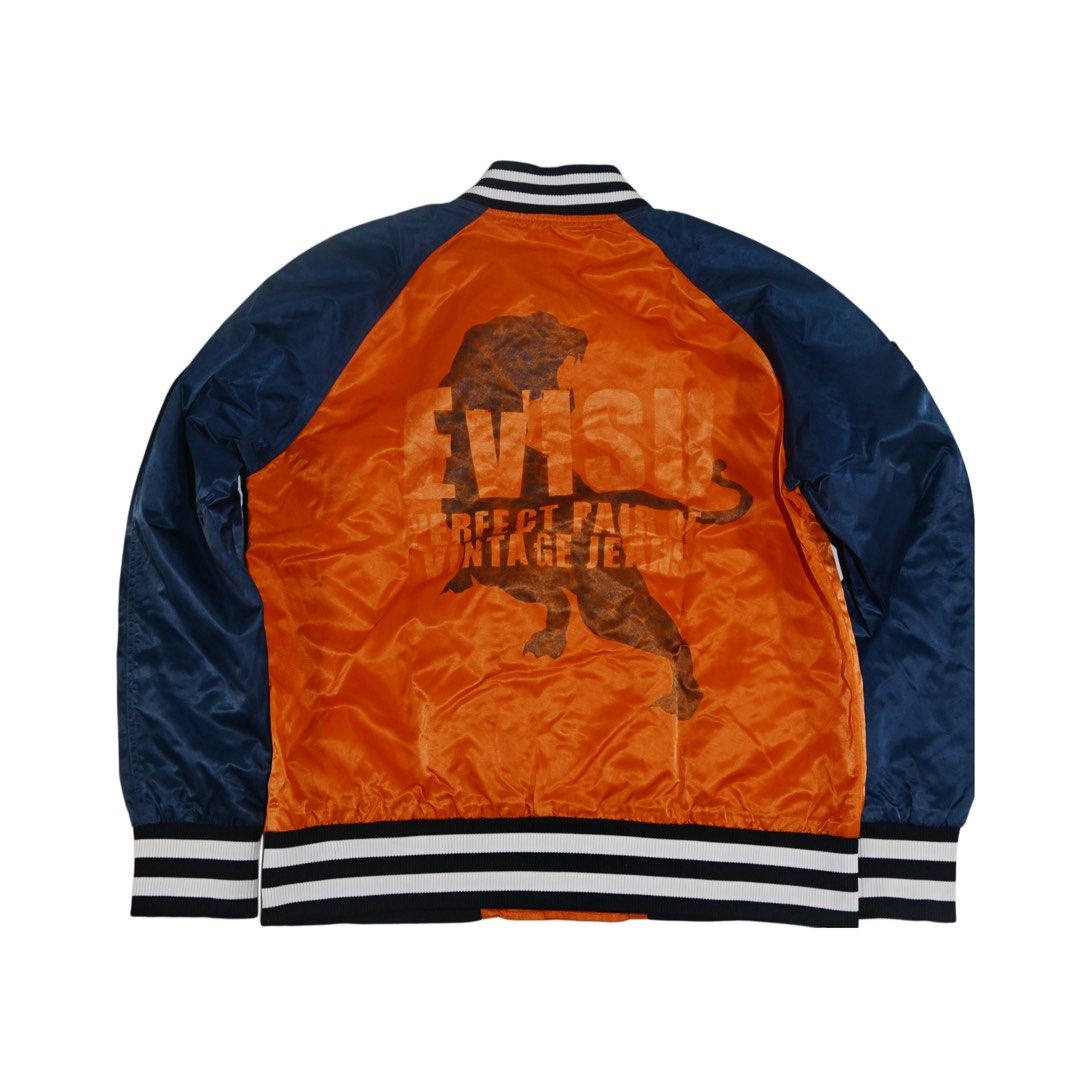 Evisu Color Combination Jacket (Category: Coats, Jackets and Outerwear) located in Quezon City. Submitted by jwinprince (Listing ID 1460500446, Image 2). Description: Evisu Color Combination Jacket Size: XL Length: 26 Width: 23 Back graphic displays noticeable fading and wear. Created during Evisu’s expansion beyond denim into statement outerwear pieces in the late 1990s..