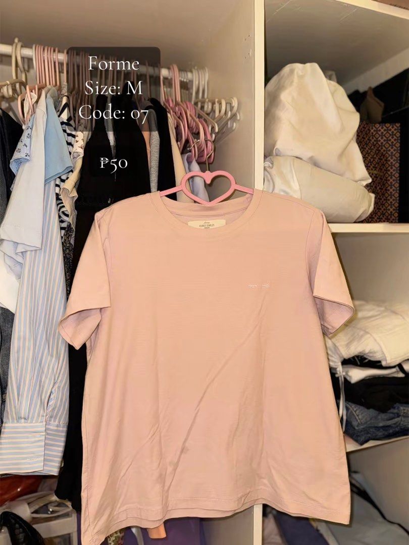 Forme Pink T-shirt Size M (Category: Shirts) located in Marikina City. Submitted by ishascloset (Listing ID 1460506269, Image 1). Description: - Brand: Forme - Color: Pink - Size: Medium (M) - Features: Small embroidered logo on chest, subtle fabric texture - Ideal for: Casual wear - Price: P50.