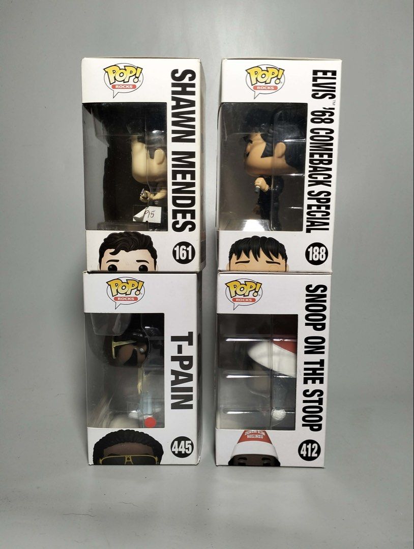 Funko Pop Rocks Set (Category: Designer & Blind Box Toys) located in Imus. Submitted by geloman23 (Listing ID 1460356842, Image 2). Description: Funko Pop Rocks - ₱1,000 SET T-Pain Elvis Presley Shawn Mendez (faded box) Snoop Dogg Break - ₱380 each Condition - NOOB | Good *Actual photo posted First to pay basis❗❗❗ Priority - ASAP buyer No reservation FIRM PRICE Location : Imus Cavite Shipping 🚘 -Lalamove -LBC branch pick-up -J&T door to door Mod