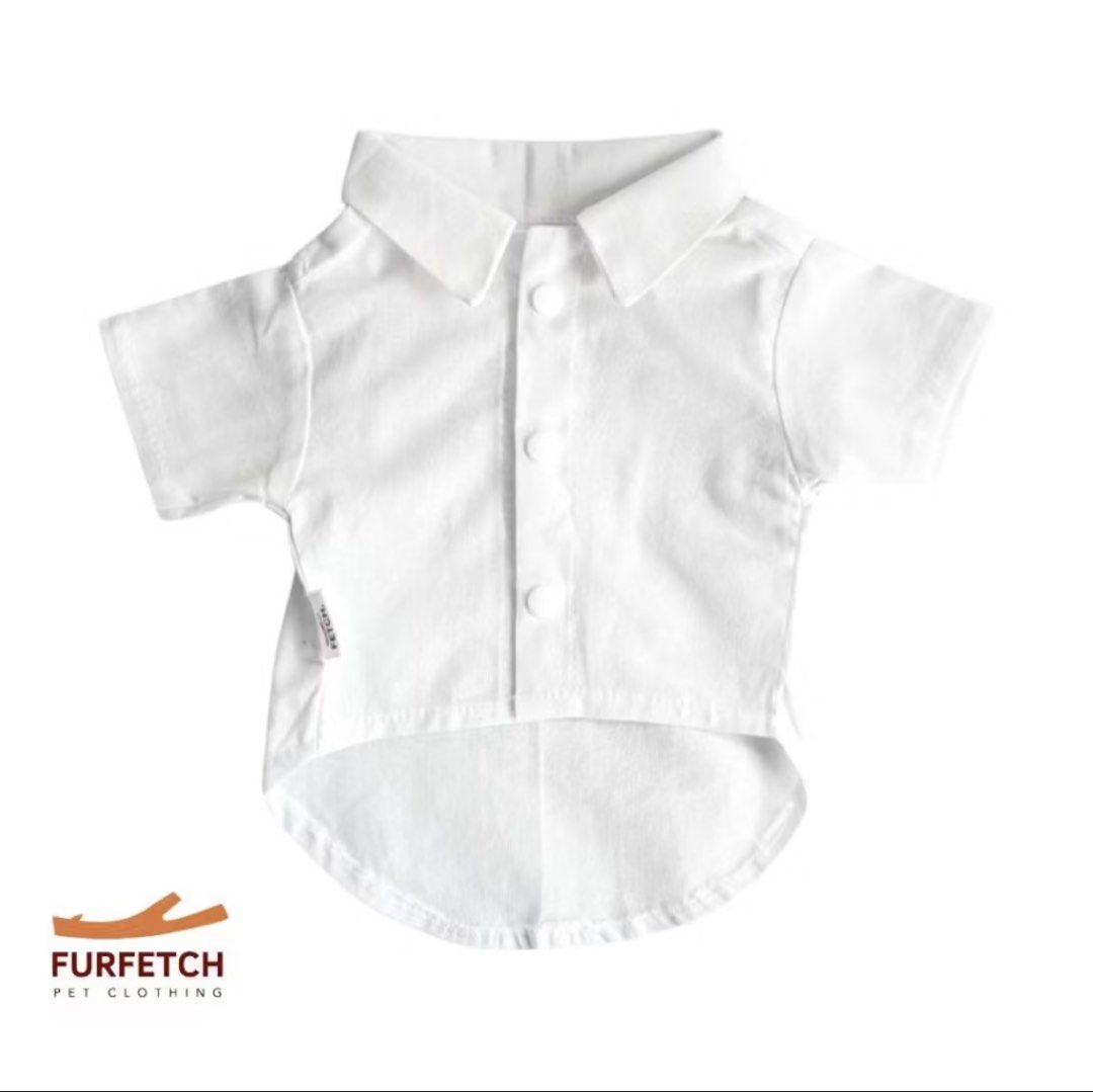 White Button-Up polo for Dogs (Category: Homes & Other Pet Accessories) located in Cainta. Submitted by p3spreloved (Listing ID 1460428365, Image 1). Description: - White button-up shirt for your pet - Brand: Furfetch Pet Clothing - Available in multiple sizes - Refer to size chart for measurements in cm - Ideal for special occasions or casual dress-up Size: 5XL Rfs: too small for my GR.