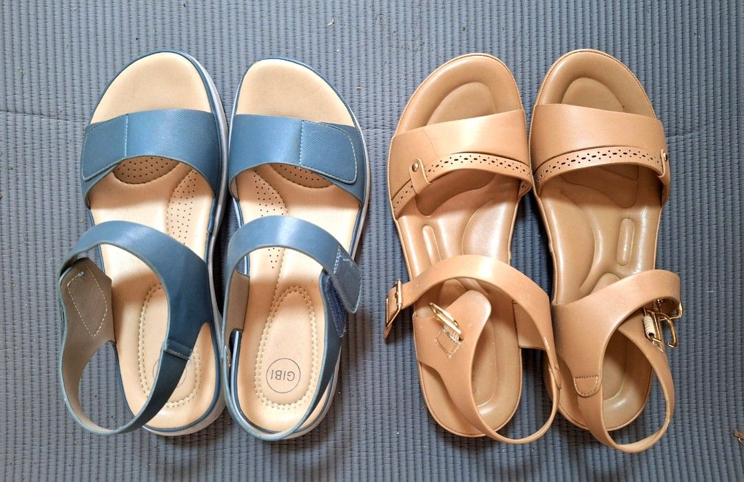Gibi & Chelsea Comfort Sandals (Category: Flats & Sandals) located in Quezon City. Submitted by tinylittlecorner (Listing ID 1460333112, Image 1). Description: Comfortable sandals for everyday wear. -Gibi sandals are blue with velcro straps size 39 -Chelsea sandals is tan with buckle straps and perforated details size 40 Both are my moms and have cushioned insoles for extra comfort. Great for walking or casual outings, madaling bagayan. P1800 eac