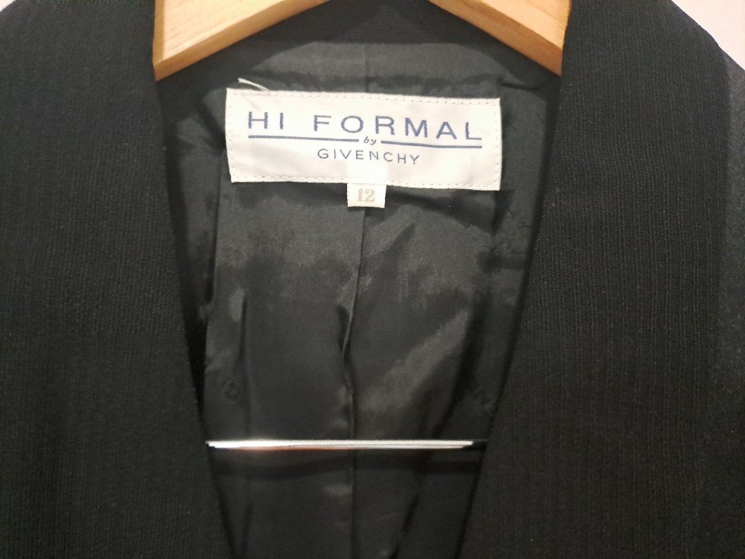 Givenchy formal black blazer (Category: Coats, Jackets and Outerwear) located in Manila. Submitted by joanbalde39643 (Listing ID 1460458314, Image 2). Description: This is a vintage piece from the "HI FORMAL by GIVENCHY" line, which was a specialized high-end formalwear and ceremonial attire collection produced primarily for the Japanese luxury market through an exclusive licensing partnership with the renowned Japanese formalwear house, Tokyo SO