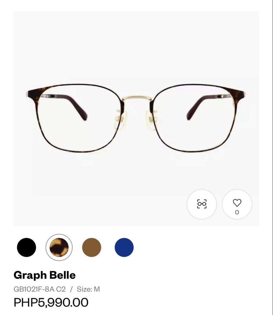 Graph Belle Eyeglasses GB1021F-8A C2 Tortoiseshell & Gold (Category: Sunglasses & Eyewear) located in Manila. Submitted by wint3rb3arrr (Listing ID 1460335924, Image 1). Description: - Brand: Graph Belle - Model: GB1021F-8A C2 - Frame Material: Tortoiseshell & Gold Metal - Lenses: Clear, prescription-ready - Features: Lightweight, comfortable for all-day wear - Ideal for: Everyday use.